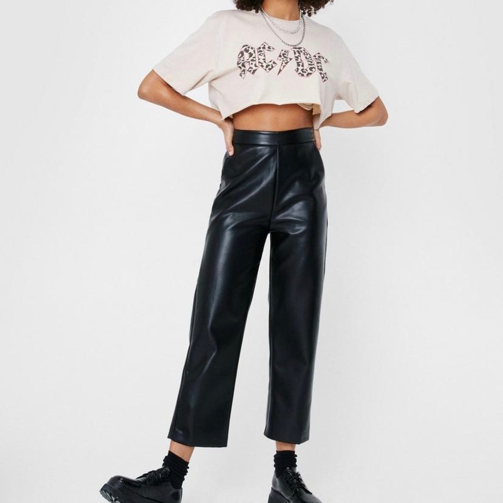 Faux Leather Cropped Pants
